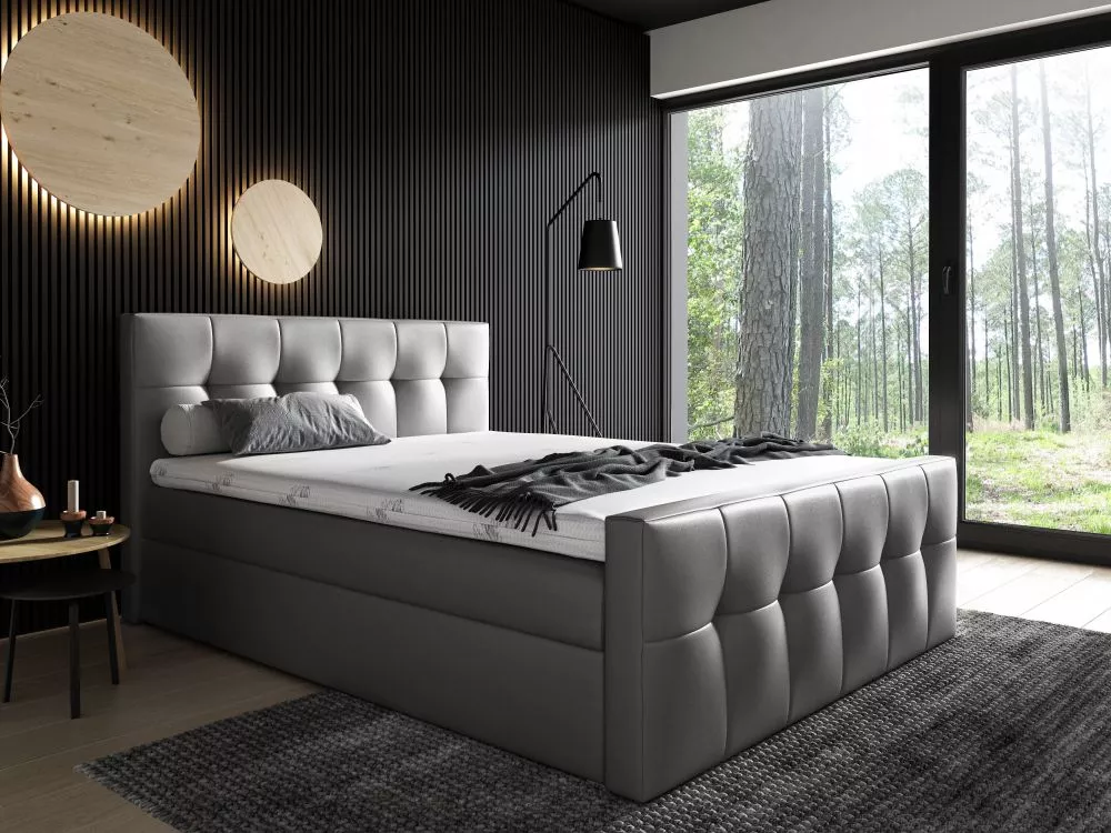 Gulta Malibu Boxspring Standard Guļamvietas platums: 120 cm, Guļamvietas garums: 200 cm, · Pelēks · 122 × 226 × 120 cm