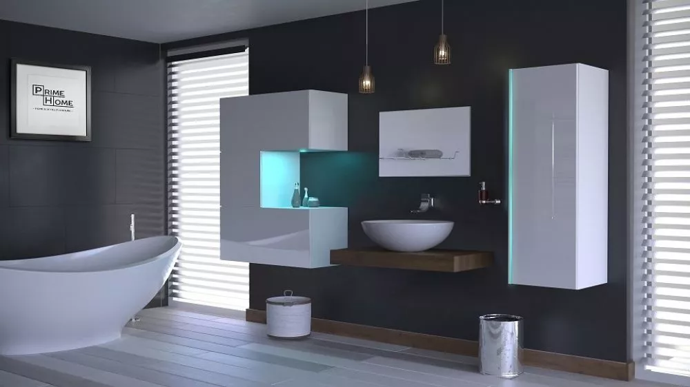 Vannas istabas komplekts Alius 50 ar LED · Balts · 114 × 35 cm