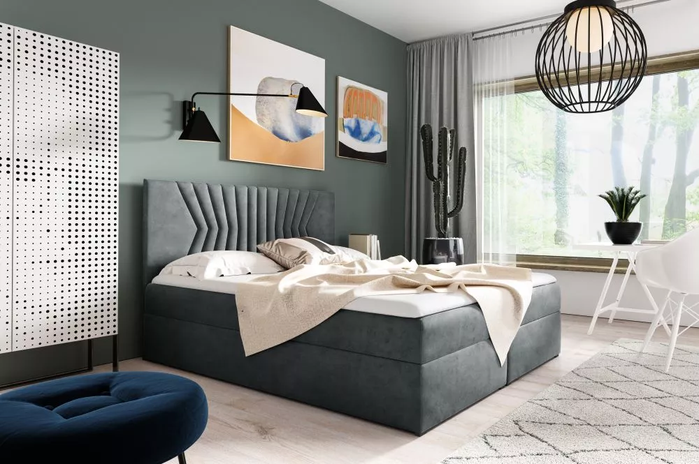Gulta Box 2 Comfort Boxspring Standard Guļamvietas platums: 160 cm, Guļamvietas garums: 200 cm, · Pelēks · 164 × 208 × 1