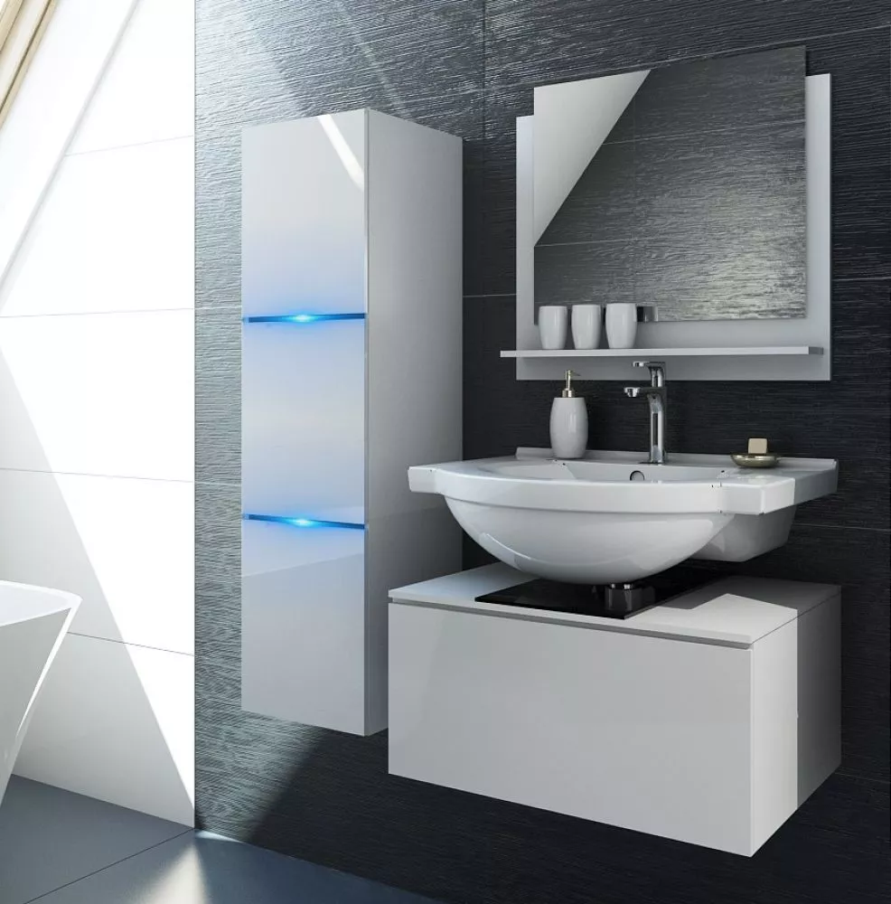 Vannas istabas komplekts Bomber 1 ar LED · Balts · 110 × 90 × 42 cm