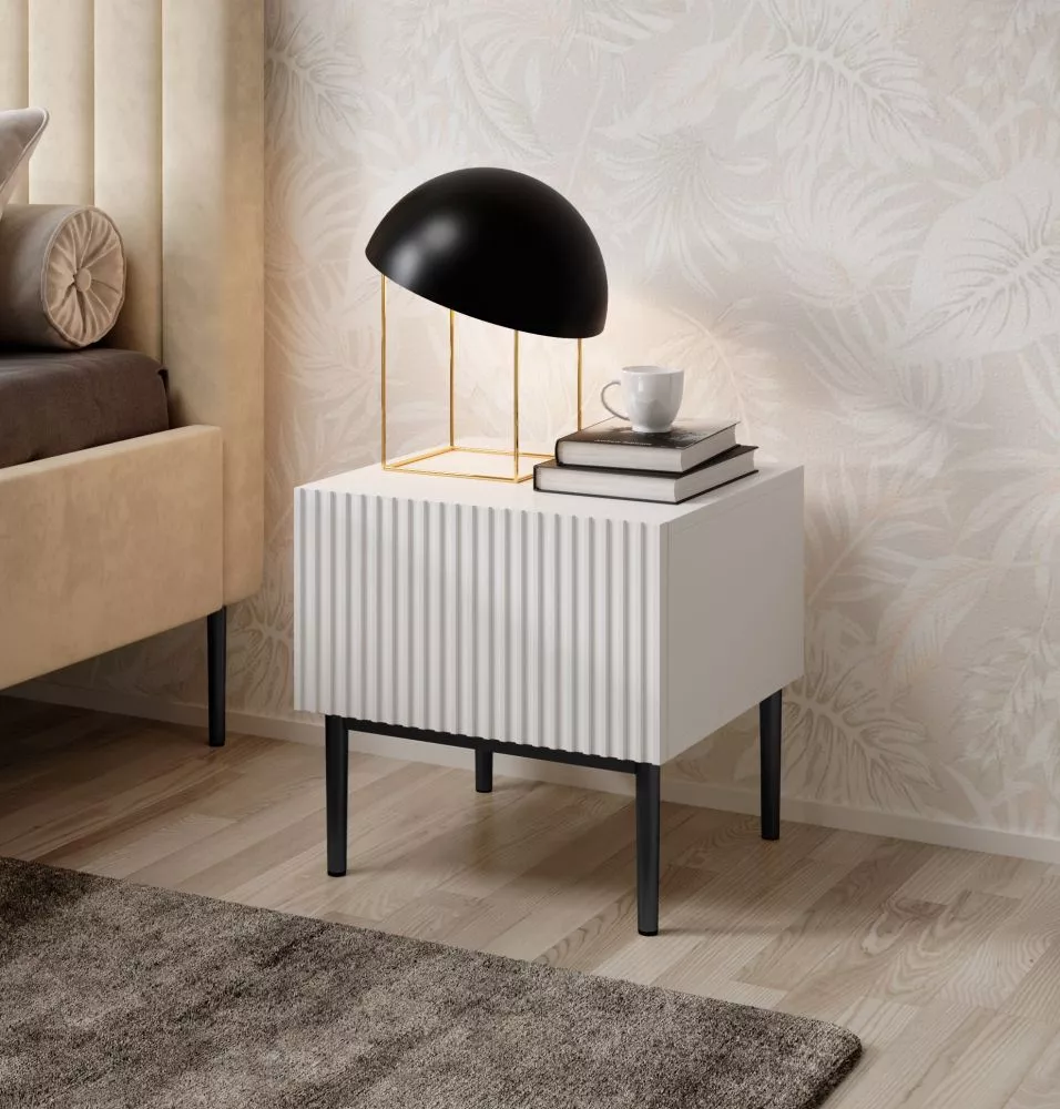 Naktsgaldiņš Nicole SN 46 1SZ Black Set · Balts · 46 × 45 × 45 cm