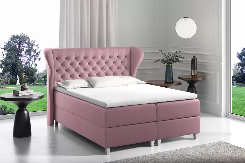 Gulta Joker Boxspring Premium Standard Guļamvietas platums: 180 cm, Guļamvietas garums: 200 cm, · Gaiši rozā · 214 × 212