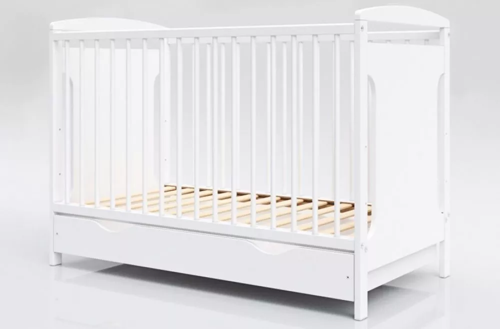 Bērnu gulta Mia Transformer 60x120 ar stelāžu Guļamvietas platums: 60 cm, Guļamvietas garums: 120 cm, · Balts · 65 × 124
