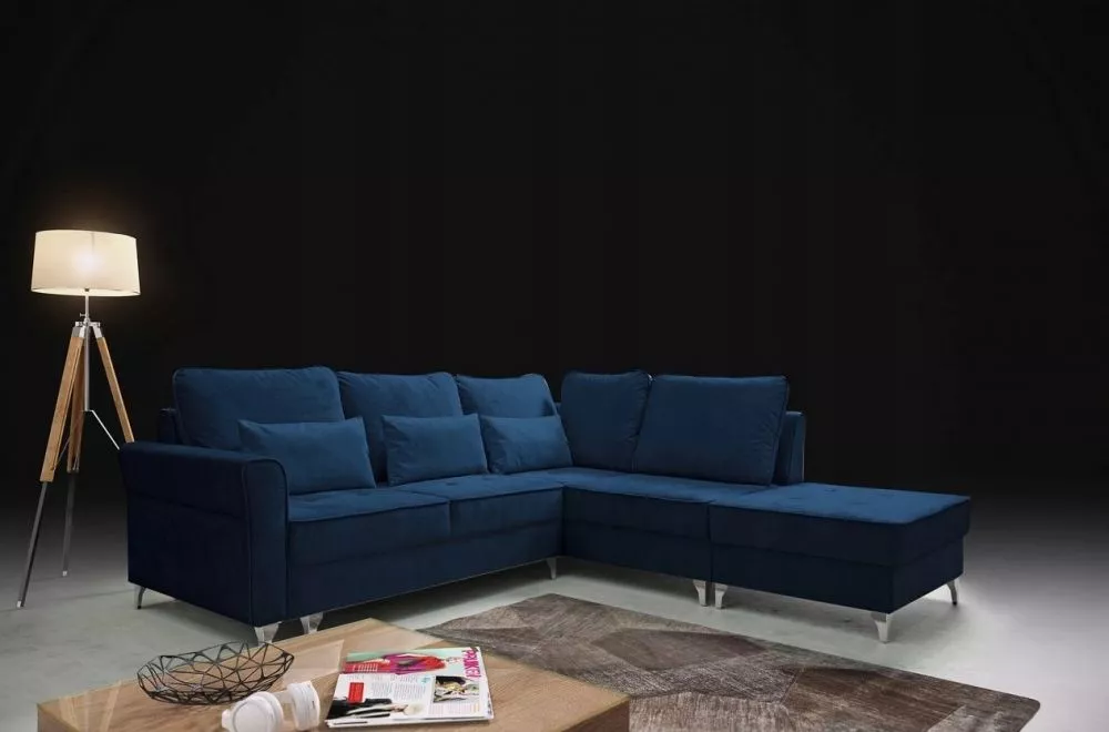 Dīvāns Broadway Standard ar pufu · Zils · 171 × 259 × 95 cm