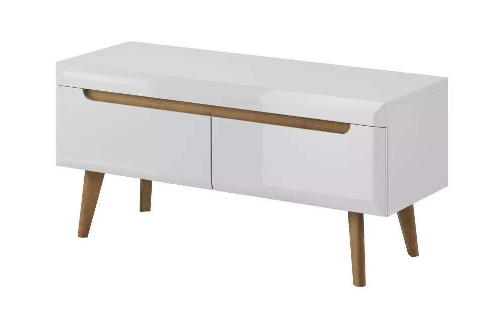 TV tumba Nordi NRTV107 · Balts + ozols riviera · 107 × 40 × 50 cm