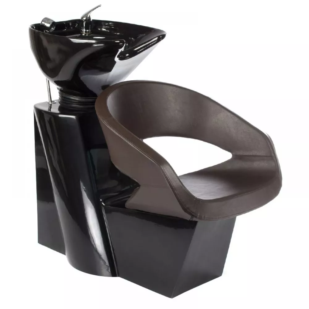 Frizieru izlietne BH-8031 Korpusa krāsa: melns, Elementu krāsa: tumši brūns, Ar krēslu: 1, Apdares materiāls: eko āda, ·