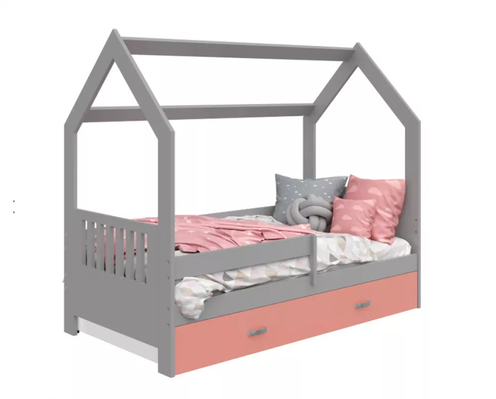 Bērnu gulta Domek D3-E ar stelāžu Guļamvietas platums: 80 cm, Guļamvietas garums: 160 cm, · 87 × 164 × 144 cm
