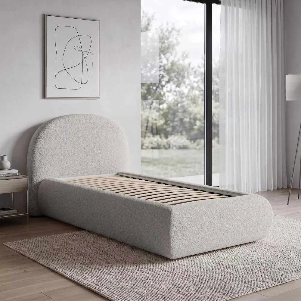 Gulta Moet 90x200 standard Guļamvietas platums: 90 cm, Guļamvietas garums: 200 cm, stelāžas tips: metāla, · Bēšs · 125 ×