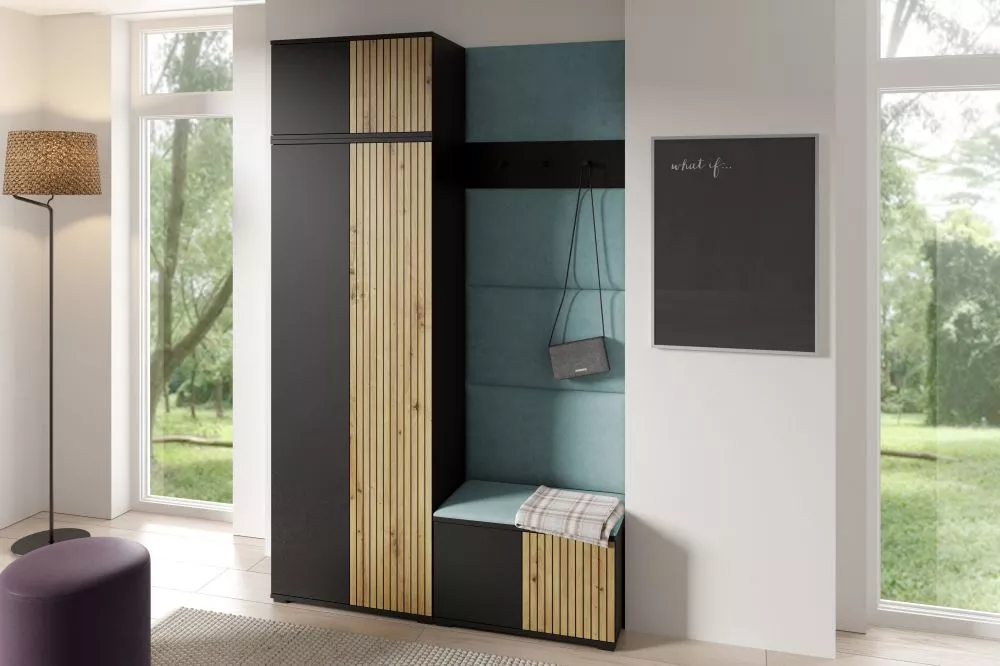 Apavu plaukts Ross 2 Trinity Korpusa krāsa: melns + ozols artisan, · 140 × 225 × 40 cm