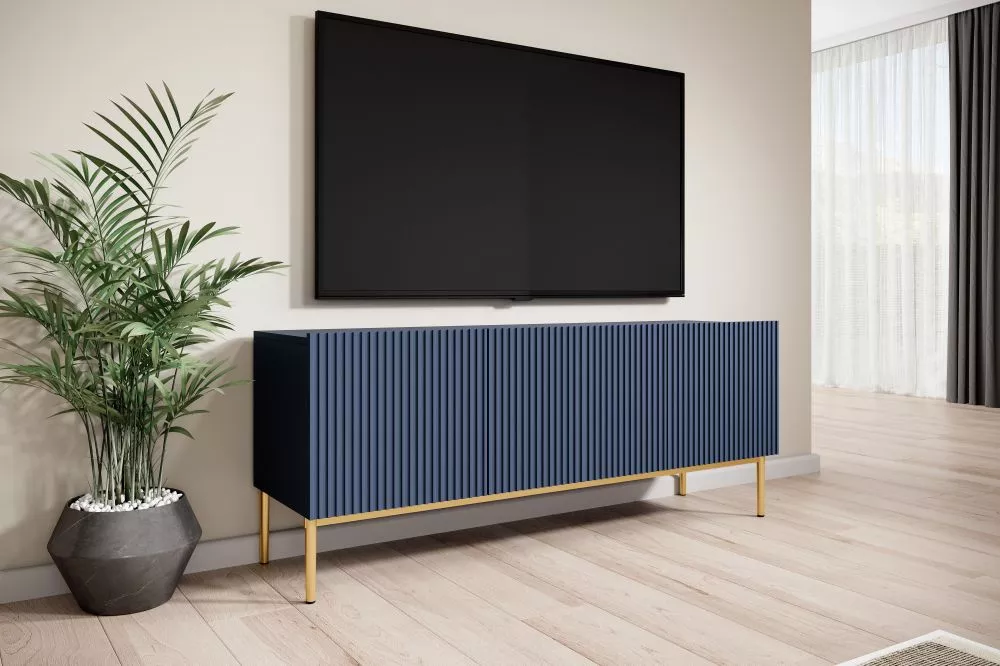 TV tumba Nicole RTV 150 2K1SZ Gold · Zils · 150 × 45 × 53 cm
