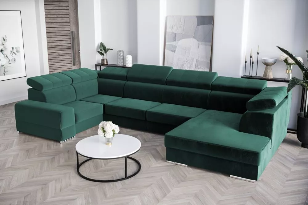 Dīvāns Royal Max 1 Standard · Tumši zaļš · 210 × 375 × 79 cm