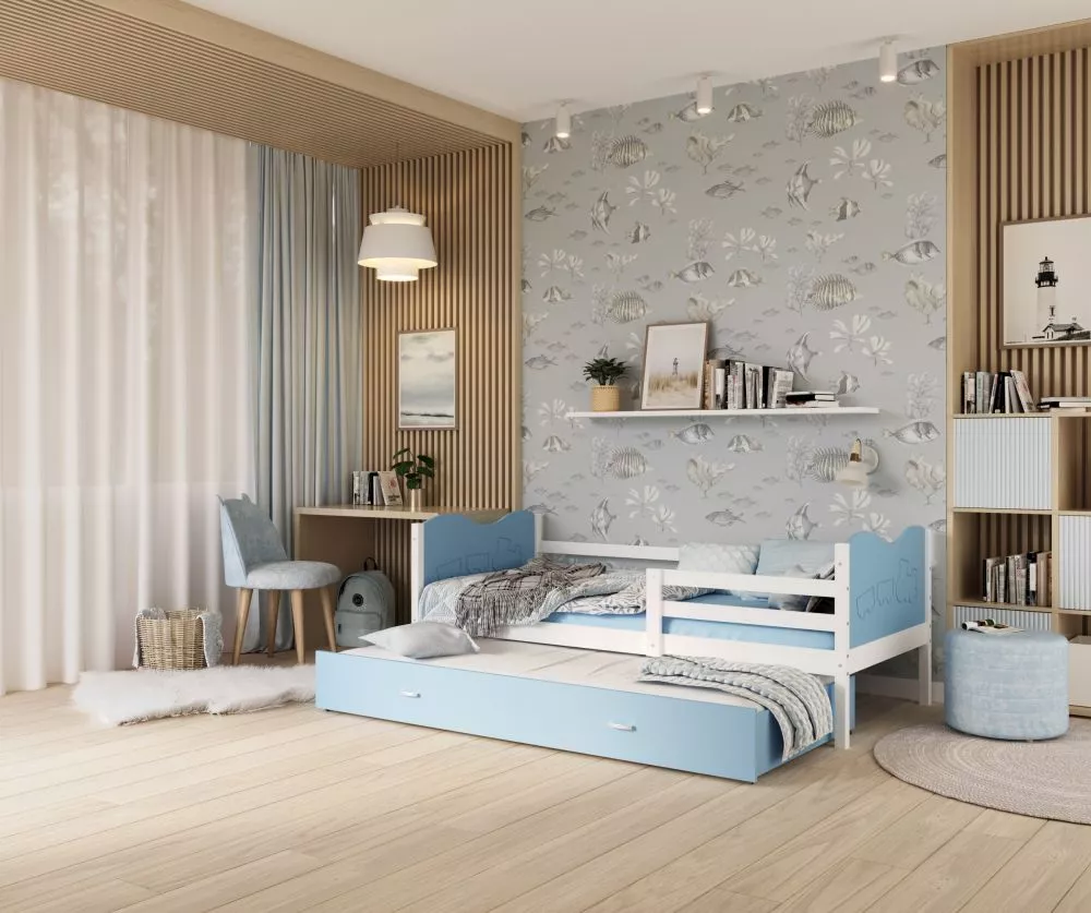Bērnu gulta Max P2 MDF 80x190 ar stelāžām Guļamvietas platums: 80 cm, Guļamvietas garums: 190 cm, · 86 × 198 × 74 cm