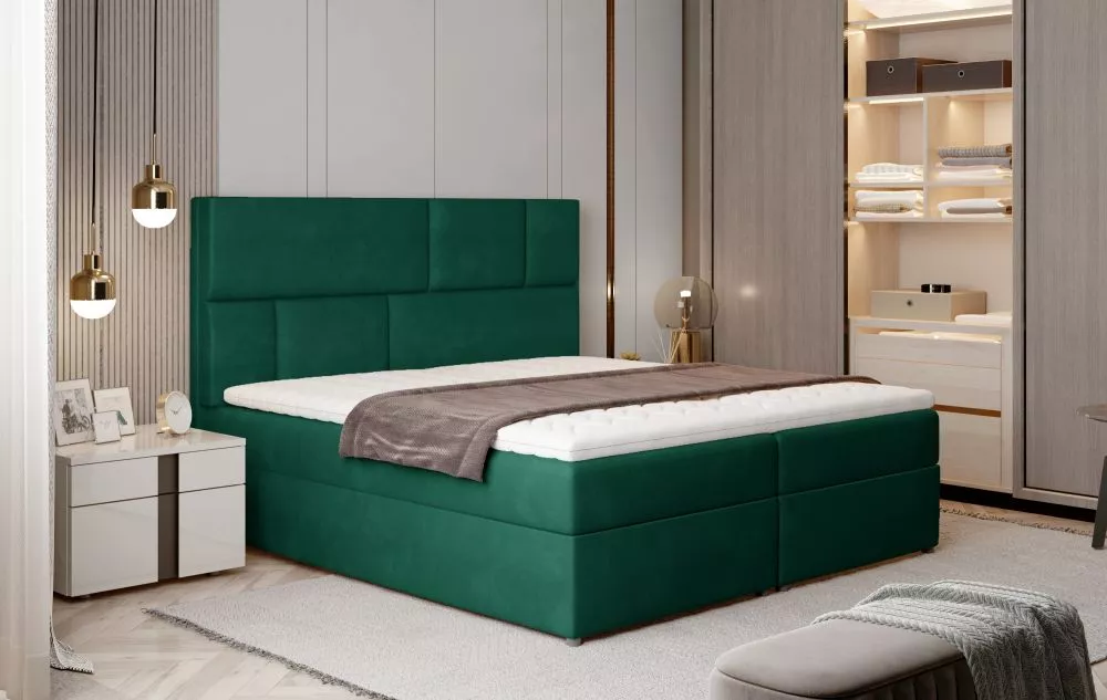 Gulta Florence Boxspring Lux standard Guļamvietas platums: 180 cm, Guļamvietas garums: 200 cm, · Zaļš · 185 × 210 × 124 
