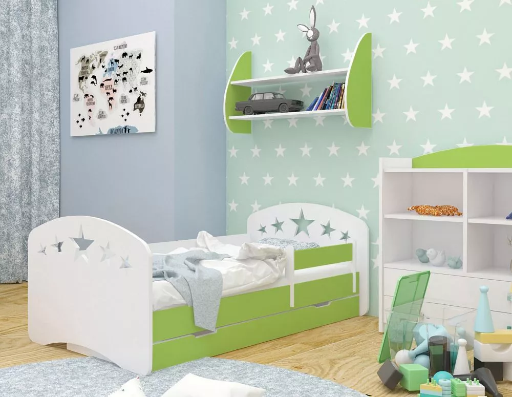 Bērnu gulta Happy Design Gwiazdki L08 190x90 ar stelāžu Guļamvietas platums: 90 cm, Guļamvietas garums: 190 cm, · 102 × 