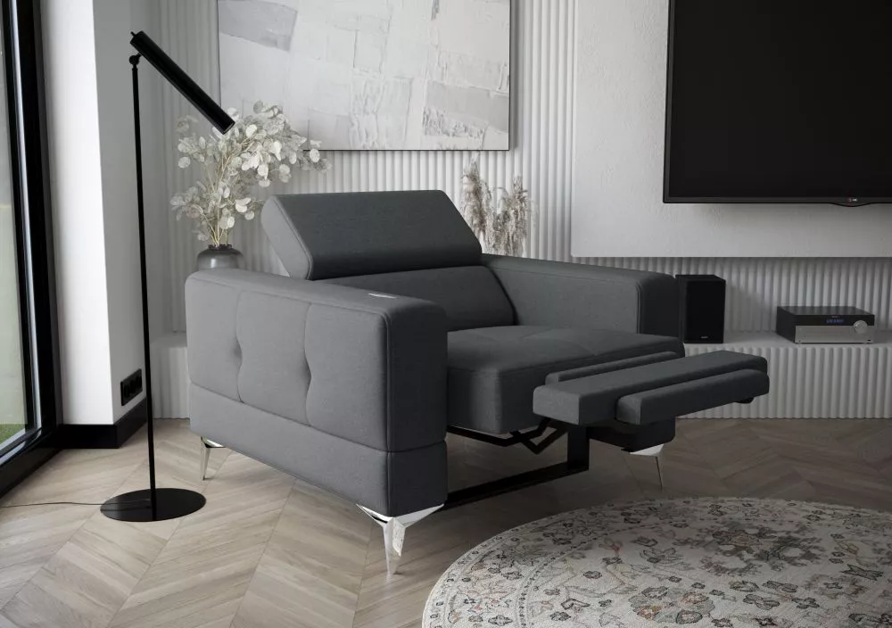Mīksts krēsls Toscania 1S Relax standard Sēdvietas dziļums: 56 cm, · Pelēks · 115 × 97 × 78 cm