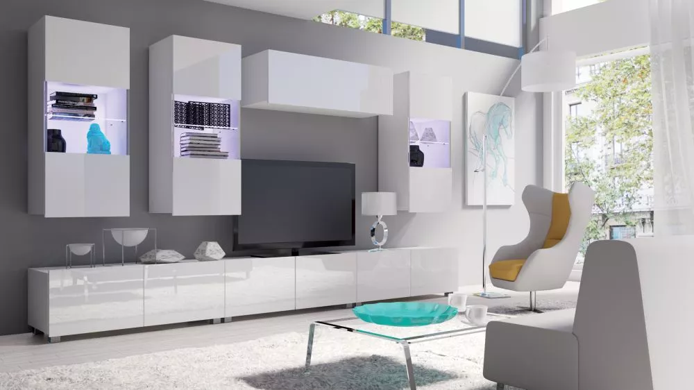Sekcija Calabrini 5 ar LED · Balts · 300 × 43 cm