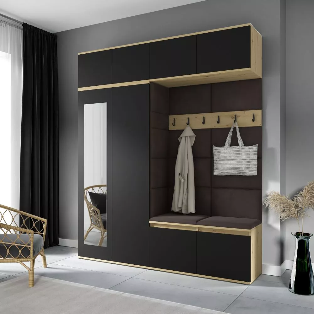 Apavu plaukts Emi 16 Trinity Korpusa krāsa: ozols artisan + melns, · 190 × 225 × 40 cm