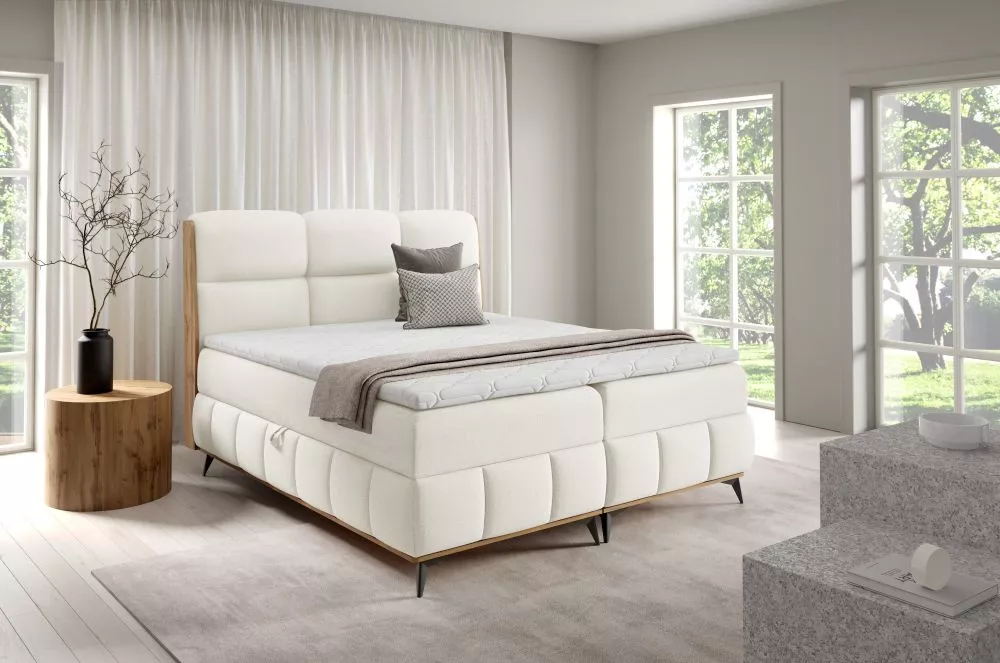 Gulta Palermo Boxspring Standard Guļamvietas platums: 120 cm, Korpusa krāsa: krēma, Guļamvietas garums: 200 cm, · 123 × 
