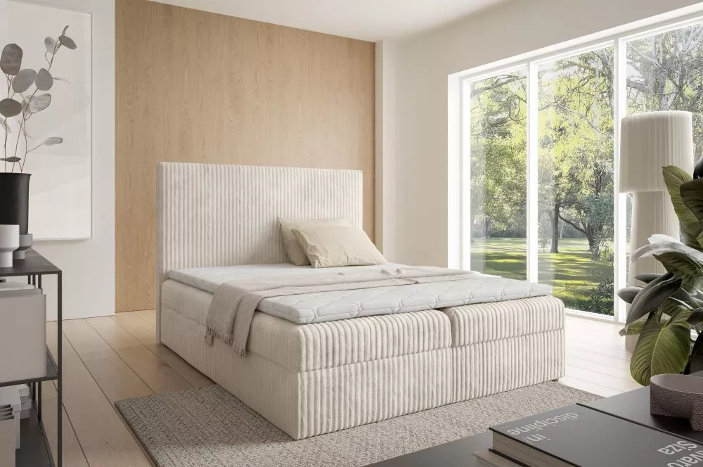Gulta Tilo Boxspring Standard Guļamvietas platums: 160 cm, Guļamvietas garums: 200 cm, · Gaiši bēšs · 164 × 210 × 120 cm