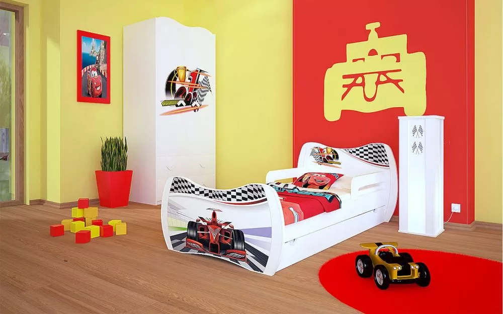 Bērnu gulta Dream L06 180x90 DM23 ar stelāžu Guļamvietas platums: 90 cm, Guļamvietas garums: 180 cm, · 114 × 184 × 71 cm