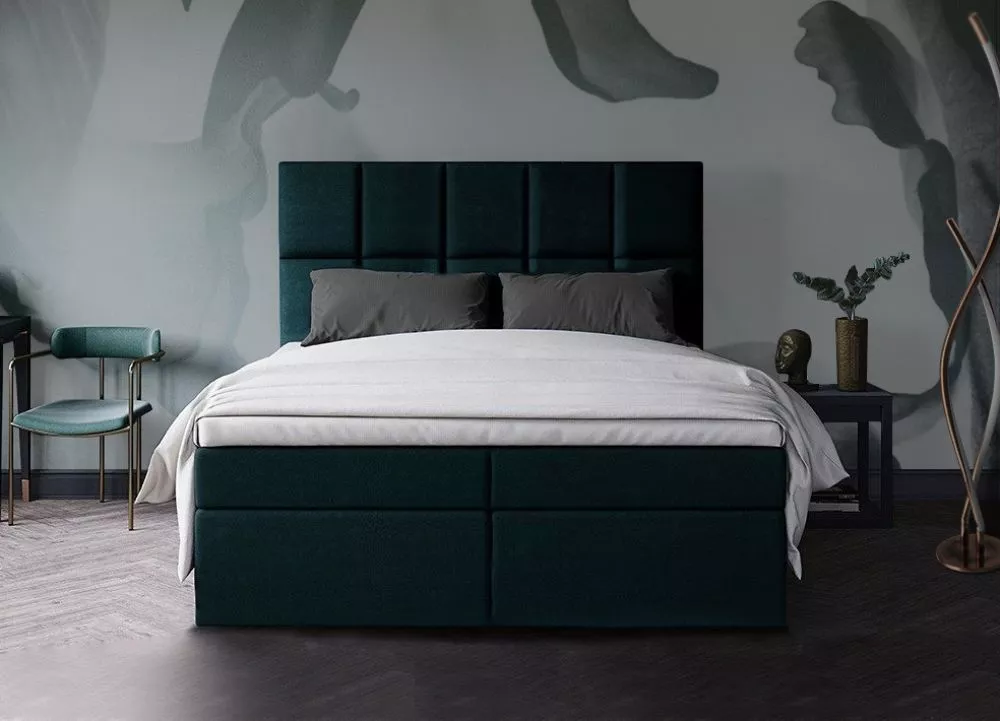 Gulta Avilla Boxspring Standard Guļamvietas platums: 160 cm, Guļamvietas garums: 200 cm, · Tumši zaļš · 160 × 213 × 123 