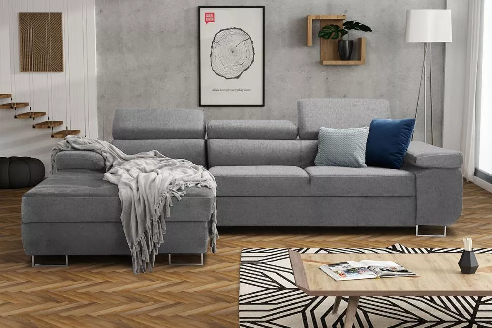 Dīvāns Annabelle L 2 Standard · Pelēks · 201 × 277 × 76 cm