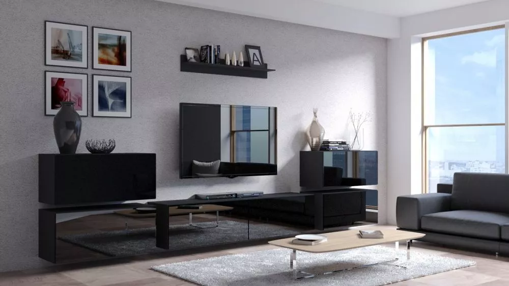 Sekcija Concept 78 · Melns · 352 × 35 × 84 cm