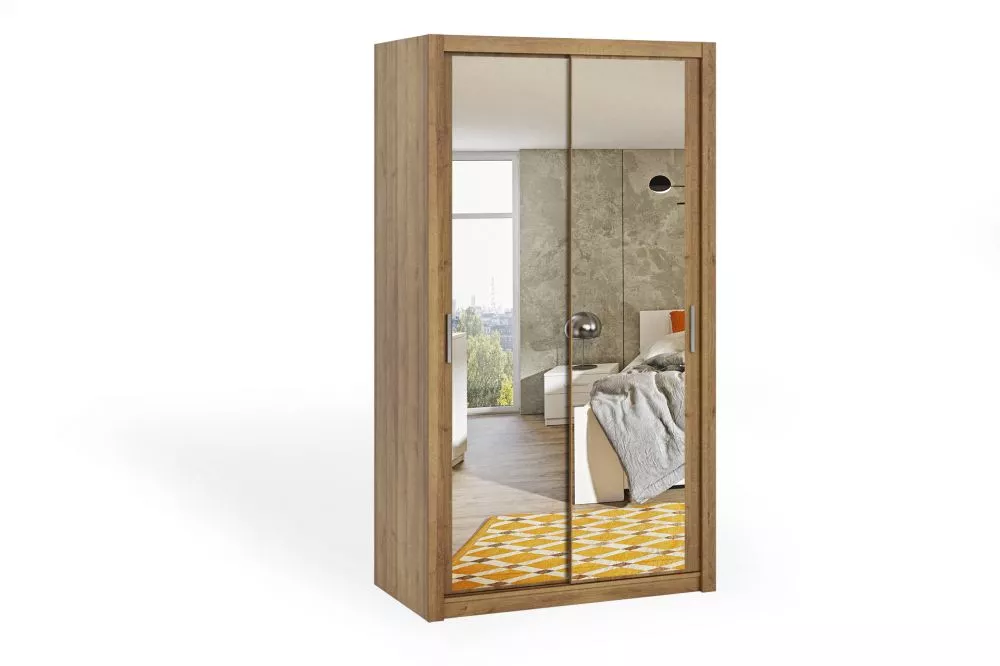 Skapis Bono BO SZ ar spoguli · Zelta ozols · 120 × 62 × 215 cm