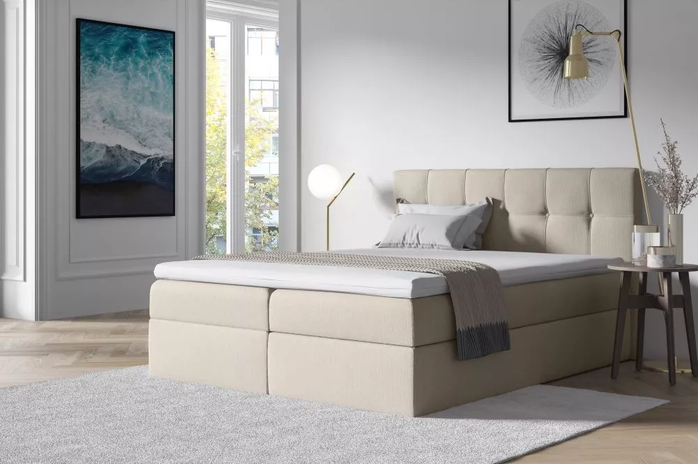 Gulta Emporio Boxspring Premium Standard Guļamvietas platums: 140 cm, Guļamvietas garums: 200 cm, · Gaišais krēms · 144 
