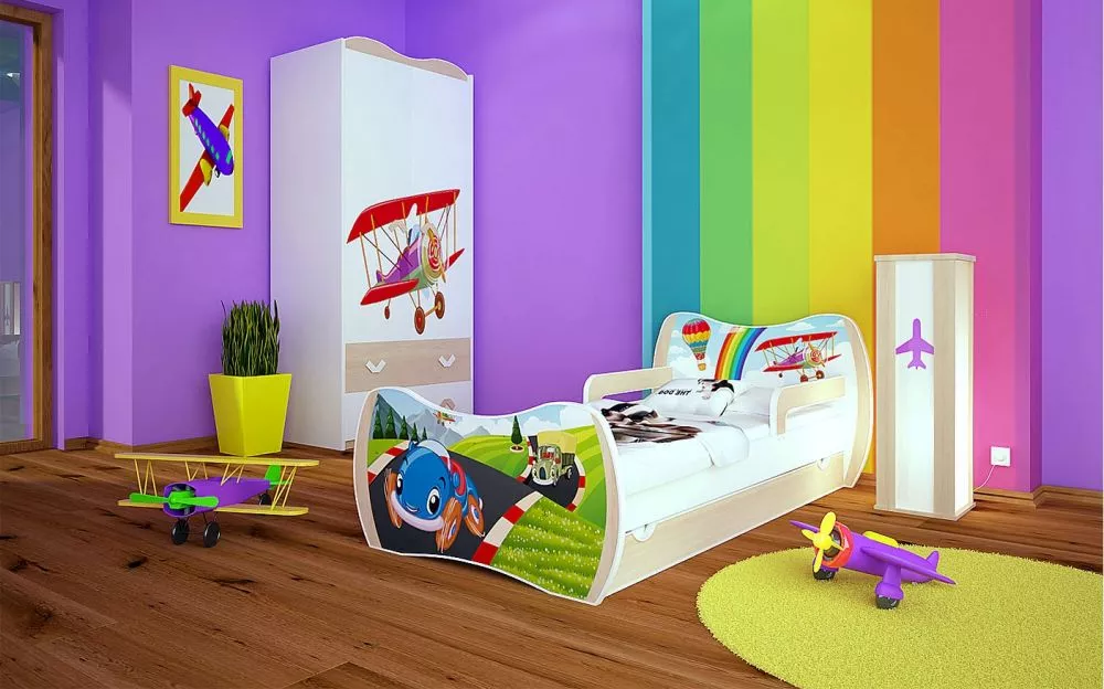 Bērnu gulta Dream L06 180x90 DM30 ar stelāžu Guļamvietas platums: 90 cm, Guļamvietas garums: 180 cm, · 114 × 184 × 71 cm