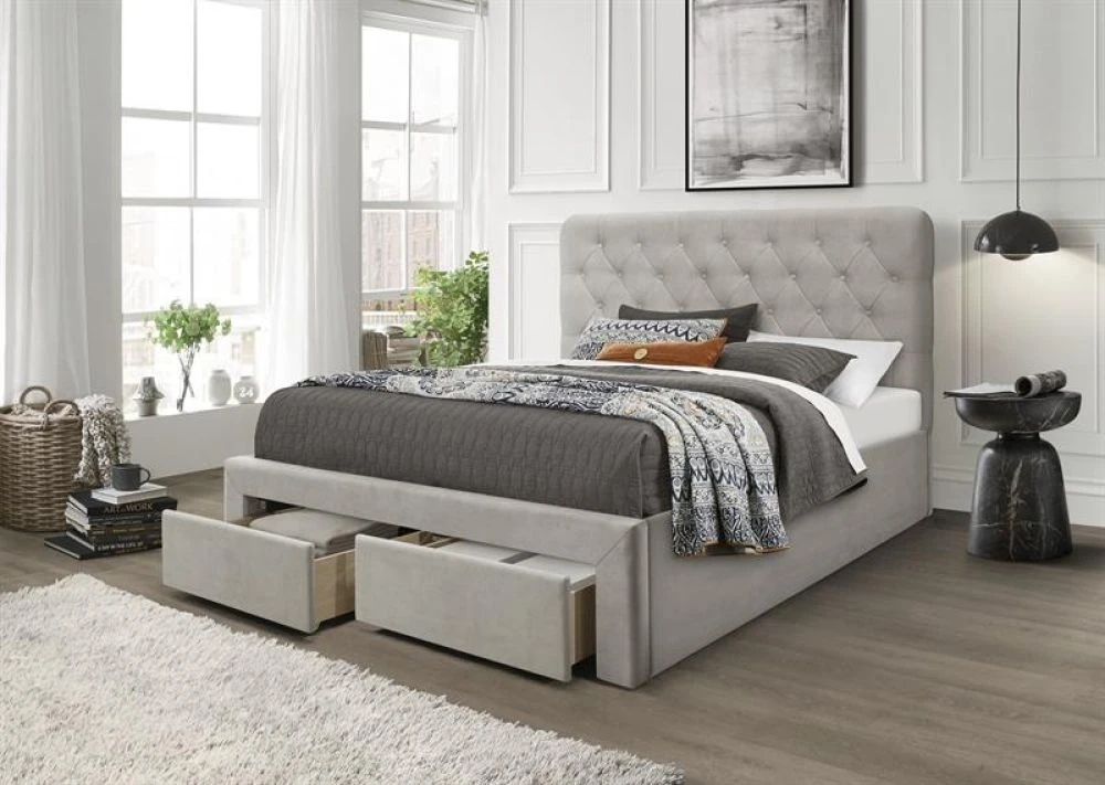 Gulta Marisol 160x200 ar stelāžu Guļamvietas platums: 160 cm, Guļamvietas garums: 200 cm, · Bēšs · 167 × 216 × 118 cm