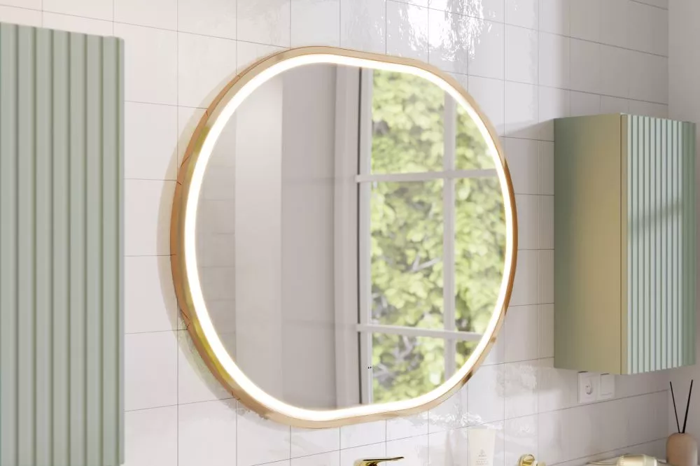 Spogulis Apollo 2 70x90 LED · Zelta · 90 × 70 cm