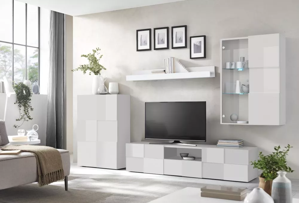 Sekcija Dama Set ar LED · Balts · 300 × 43 × 200 cm
