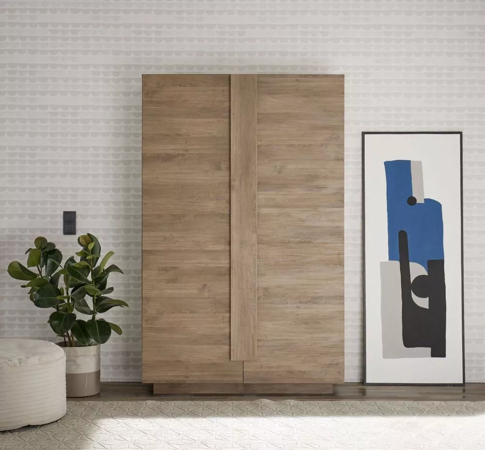 Skapis Jupiter SZ2D · Trifeļu ozols · 120 × 44 × 193 cm