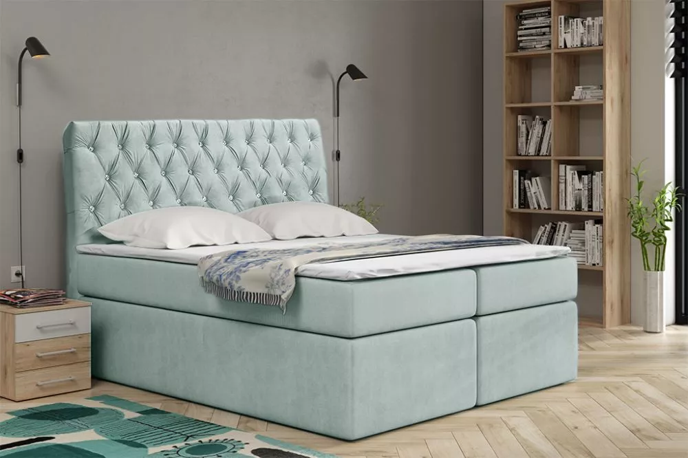 Gulta Boxspring 58 standard Guļamvietas platums: 180 cm, Guļamvietas garums: 200 cm, · Piparmētru · 181 × 210 × 122 cm