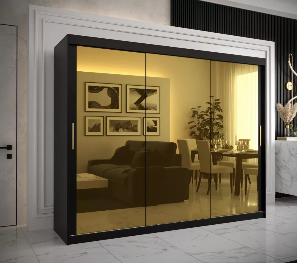 Skapis Golden T3 · Melns · 250 × 62 × 200 cm