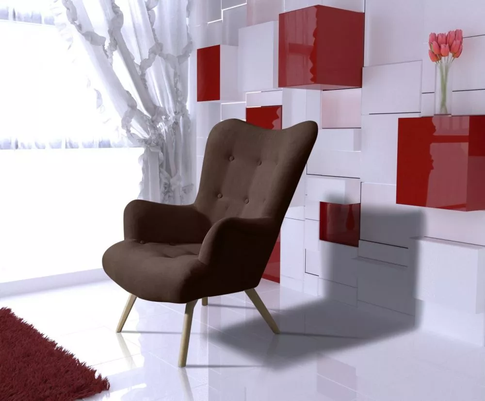Mīksts krēsls Flori Standard Sēdvietas dziļums: 56 cm, · Tumši brūns · 75 × 85 × 99 cm
