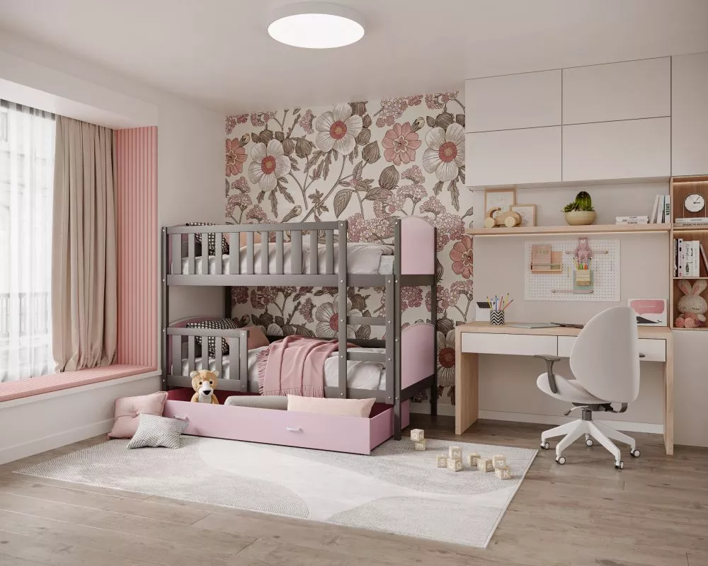 Bērnu gulta Tami MDF 80x160 ar stelāžām Guļamvietas platums: 80 cm, Guļamvietas garums: 160 cm, · 86 × 168 × 158 cm