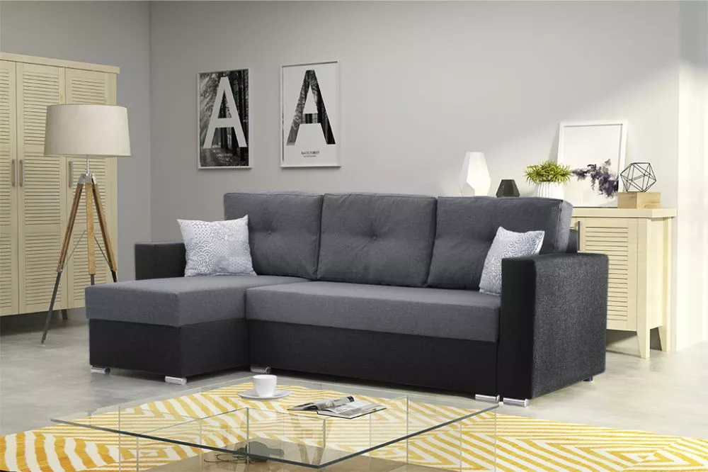 Dīvāns Corner 102 Multi standard · Tumši pelēks + melns · 140 × 230 × 90 cm
