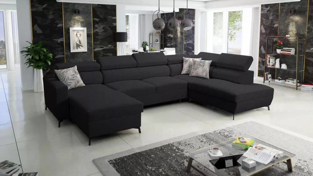 Dīvāns Baltico 6 Premium Standard · Melna · 224 × 351 × 83 cm