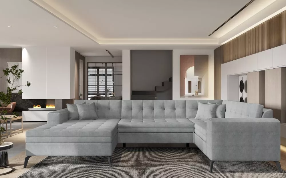 Dīvāns Montez standard · Gaiši pelēks · 180 × 340 × 93 cm