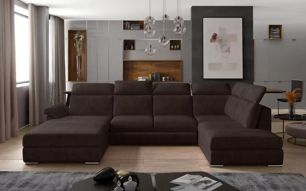 Dīvāns Evanell Premium standard · Tumši brūns · 216 × 330 × 102 cm