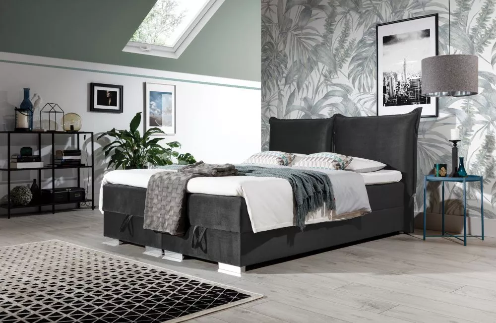 Gulta Kacper 5 Boxspring Standard Guļamvietas platums: 160 cm, Guļamvietas garums: 200 cm, · Tumši pelēks · 180 × 212 × 