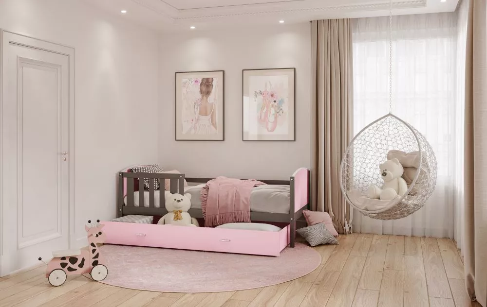 Bērnu gulta Tami P MDF 90x200 ar stelāžu Guļamvietas platums: 90 cm, Guļamvietas garums: 200 cm, · 96 × 208 × 74 cm