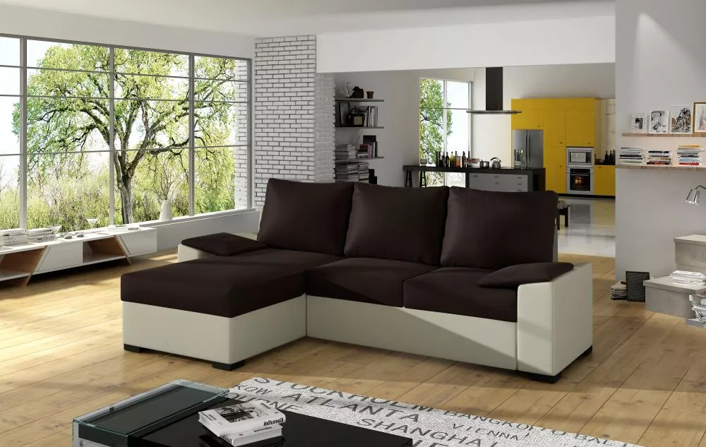 Dīvāns Lusso standard · Brūns + krēms · 160 × 245 × 90 cm