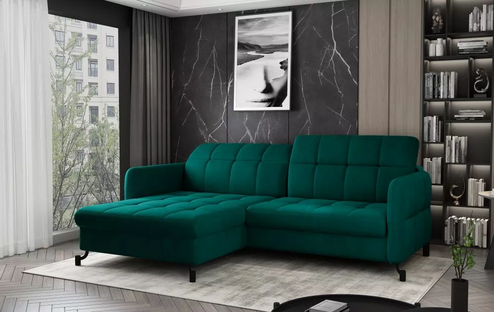 Dīvāns Lorelle Premium standard · Zaļš · 160 × 225 × 105 cm