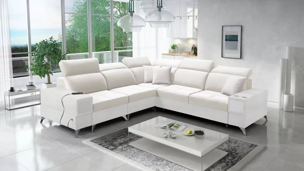 Dīvāns Deus 3 Premium Standard · Krēma + balts · 284 × 286 × 83 cm