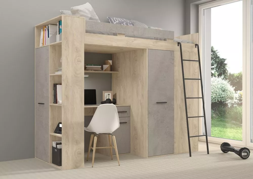 Divstāvu gulta Verana P ar stelāžu Guļamvietas platums: 90 cm, Guļamvietas garums: 200 cm, · 120 × 236 × 190 cm