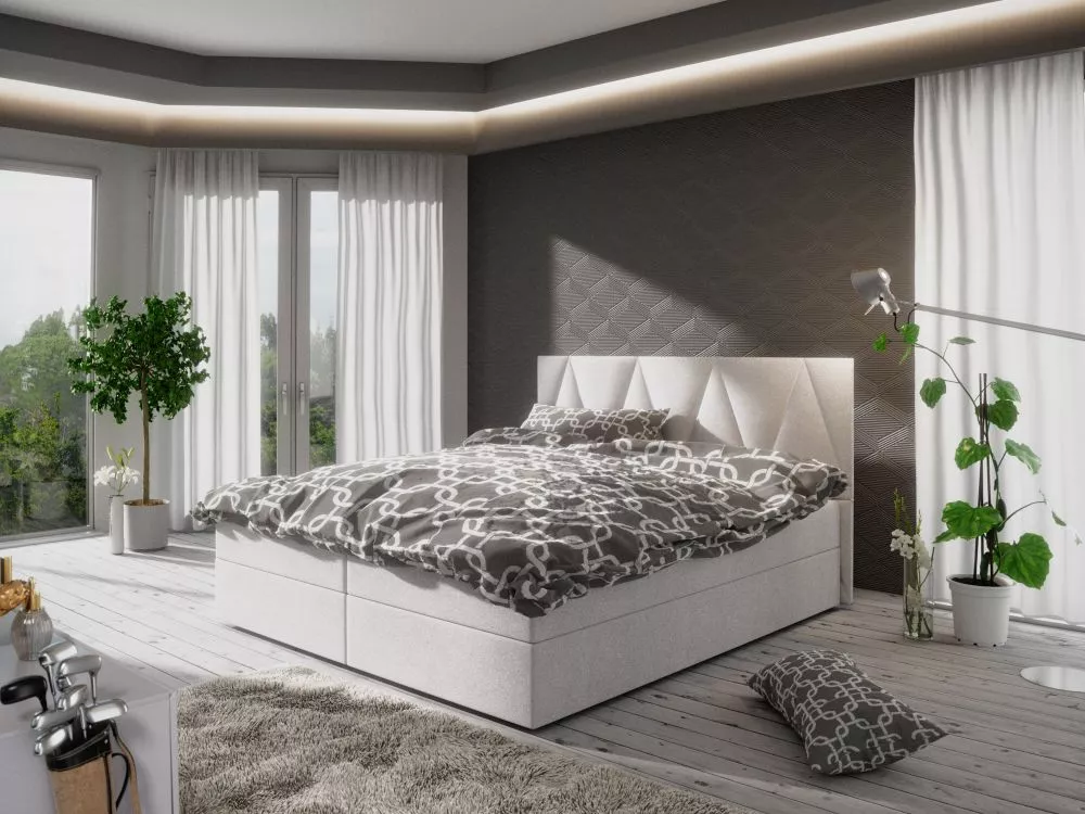 Gulta Fado 3 Boxspring Standard Guļamvietas platums: 160 cm, Guļamvietas garums: 200 cm, · Bēšs · 165 × 208 × 106 cm