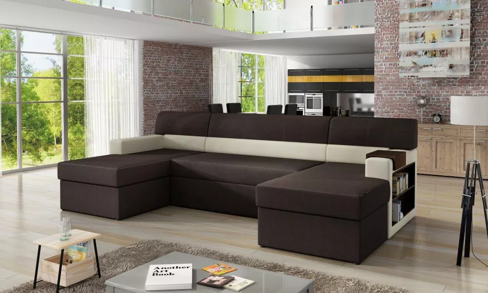 Dīvāns Markos standard · Brūns + krēms · 159 × 310 × 90 cm